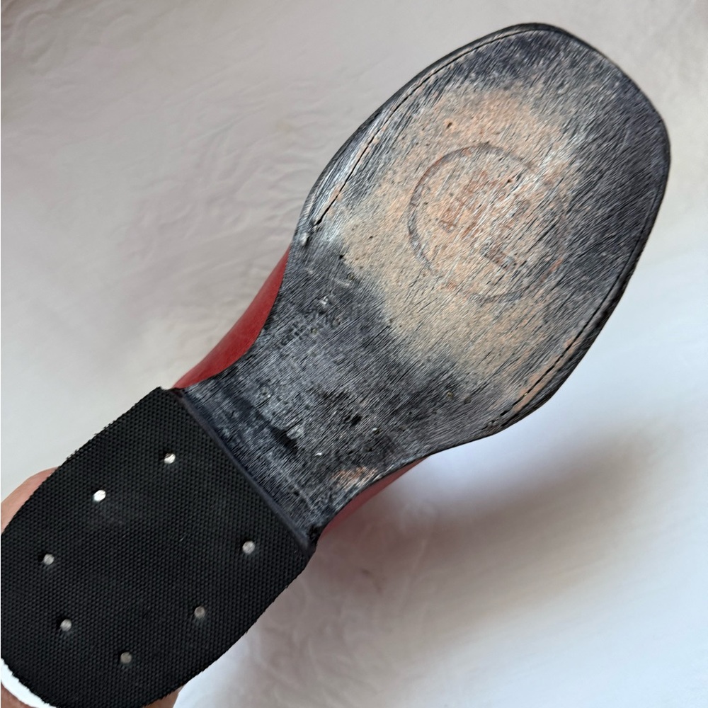 Rockin Leather Red Western Boots with Black Embroidery - Picture 10 of 10